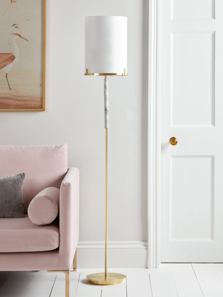 Brushed Gold & Marble Effect Floor Lamp